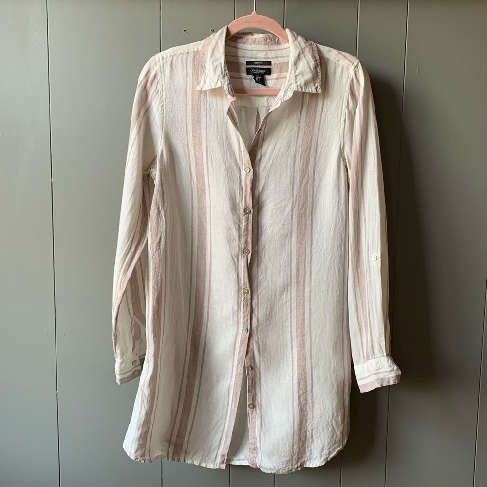 100% Linen Casual Stripe Tunic